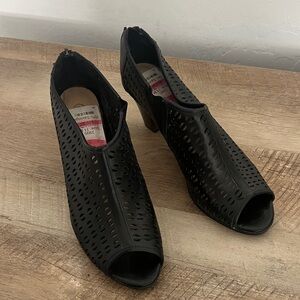Bella Vita Black Perforated Peep-Toe Ankle Heels